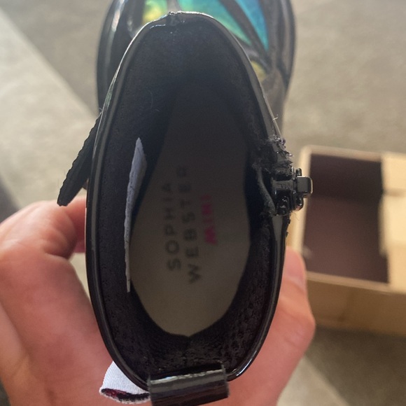 SOPHIA WEBSTER MINI Kids' Karina Rainbow Butterfly Boots In Black NWT - Picture 10 of 10